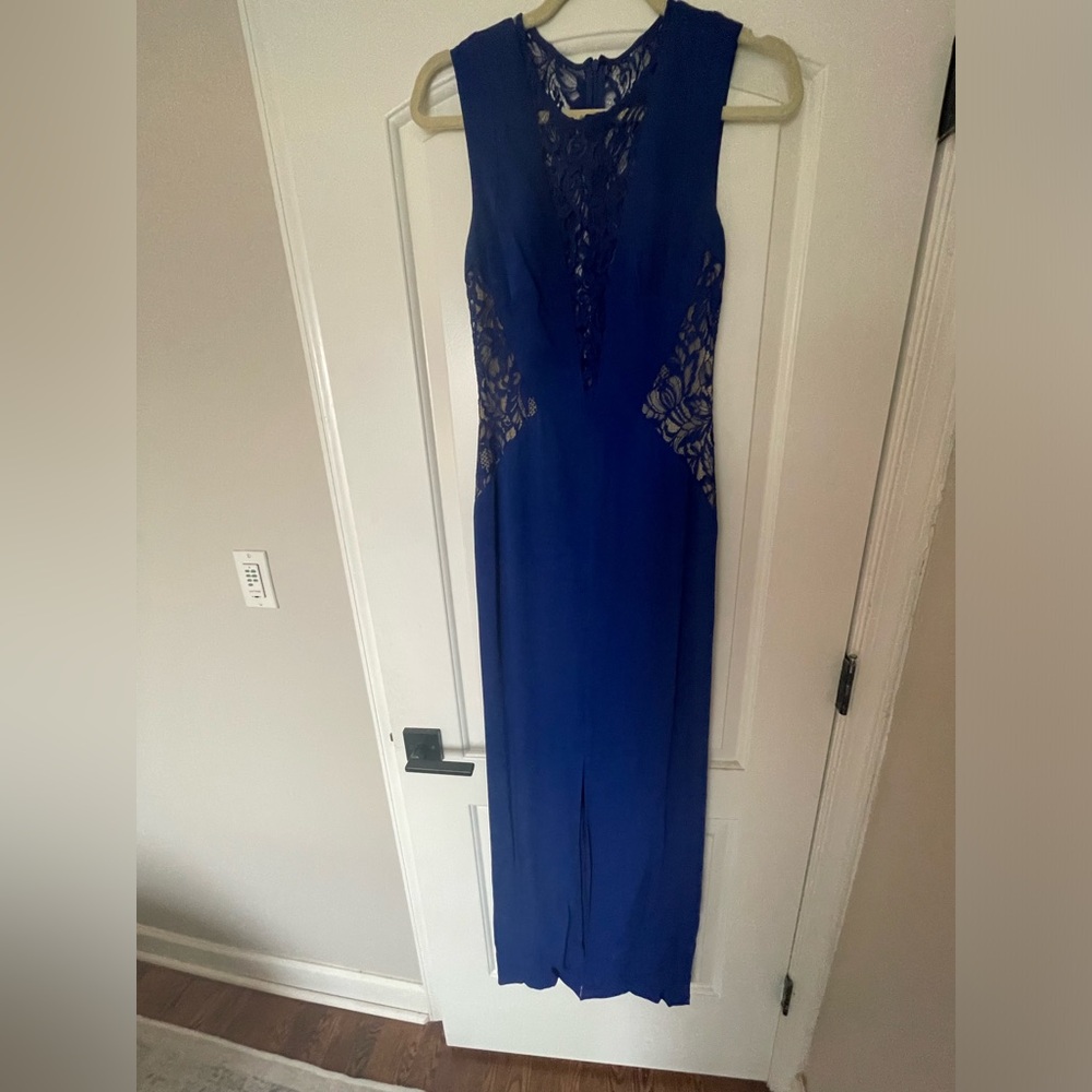 Nicole Miller lace and crepe evening gown